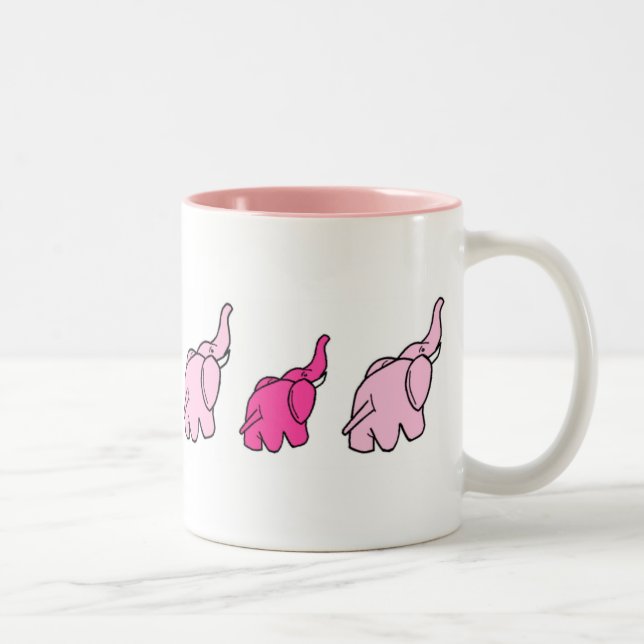 Tasse 2 Couleurs Éléphants roses (Droit)