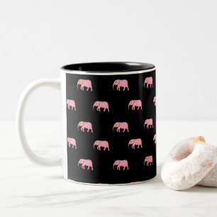 Tasse 2 Couleurs Eléphants roses noirs mignons