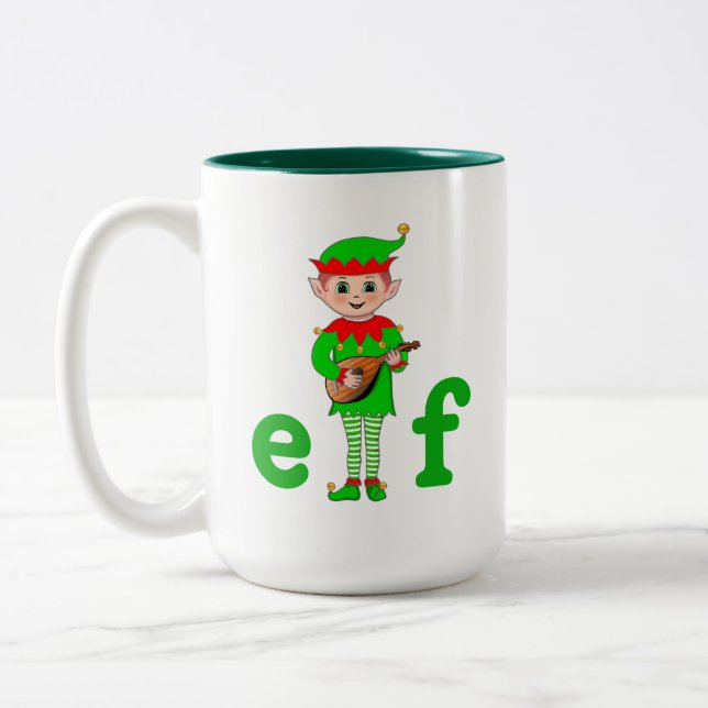 Tasse 2 Couleurs Elf musical de Noël moderne  (Gauche)
