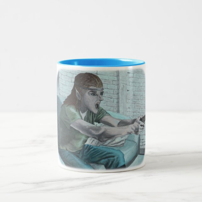 Tasse 2 Couleurs Elf Video Gamer Boss Combat Imaginaire Art Café Mu (Centre)