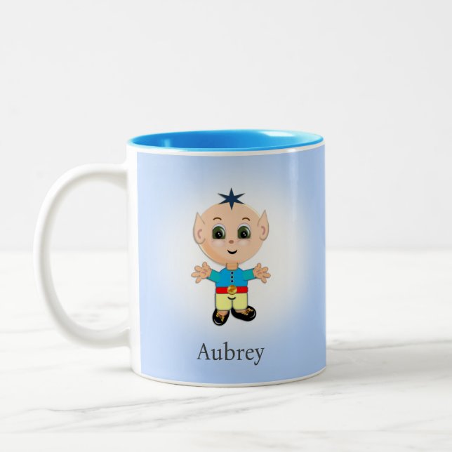 Tasse 2 Couleurs Elfe de magie mignon sur fond bleu clair (Gauche)