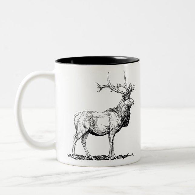 Tasse 2 Couleurs Elk Moose Deer Head Chasse aux animaux Antlers (Gauche)