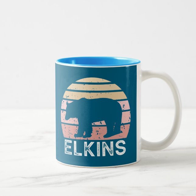 Tasse 2 Couleurs Elkins West Virginia Retro Bear (Droit)