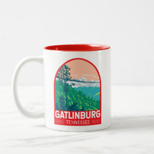 Tasse 2 Couleurs Emblème artistique de voyage à Gatlinburg Tennesse