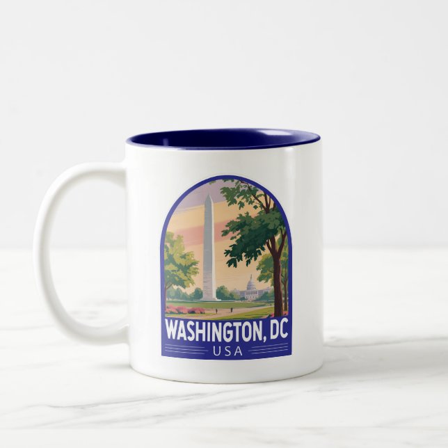 Tasse 2 Couleurs Emblème d'art de voyage à Washington DC (Gauche)
