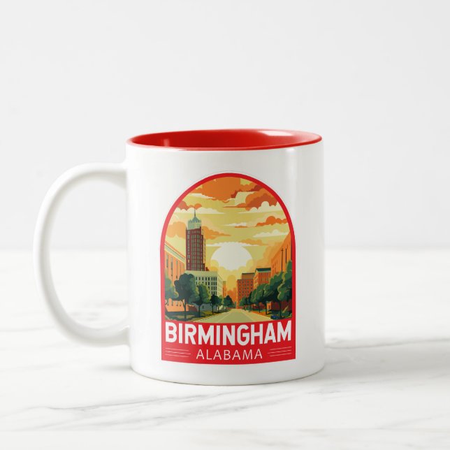 Tasse 2 Couleurs Emblème d'art de voyage de Birmingham Alabama (Gauche)