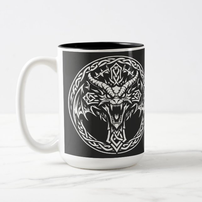 Tasse 2 Couleurs Emblème Dragon Celtique par BurnsInHell (Gauche)