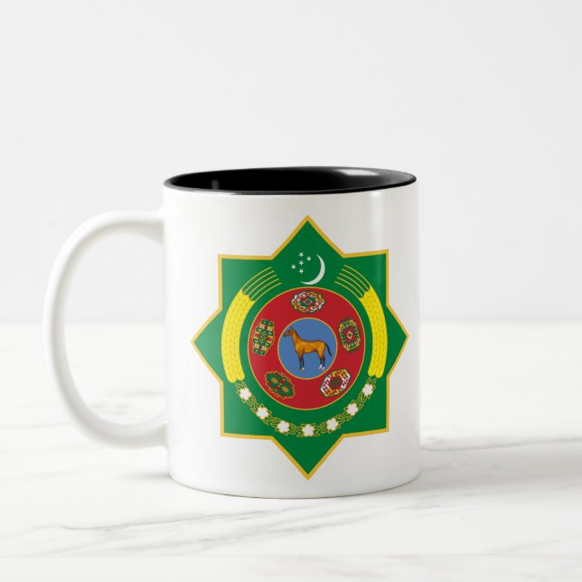 Tasse 2 Couleurs emblème du turkmenistan (Gauche)