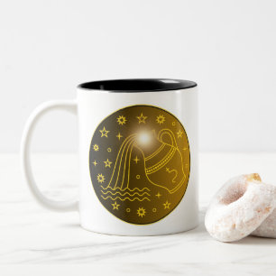 Tasse 2 Couleurs Emblème du Zodiaque Verseau Symbole Céleste Mini