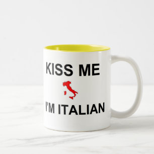 Tasse 2 Couleurs Embrassez-moi que je suis italien