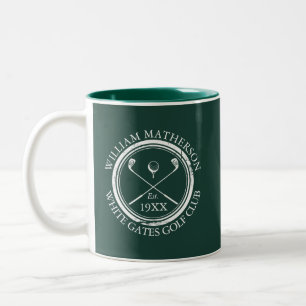 Tasse 2 Couleurs Emerald Green Golf Club Nom personnalisé