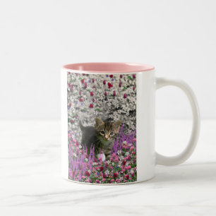 Tasse 2 Couleurs Emma en fleurs I - petit chaton tigré gris