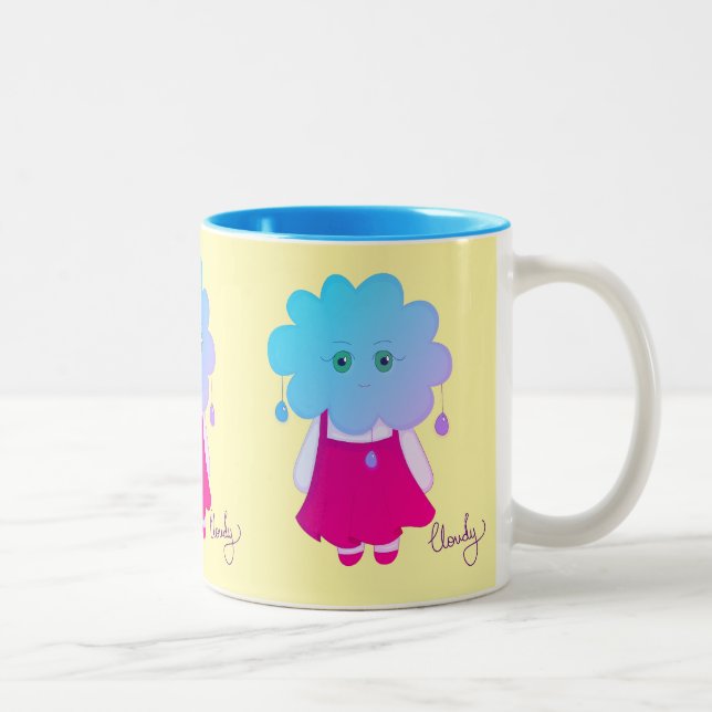Tasse 2 Couleurs Emocional Azul Estilizado Chuva Personagem Cloudy (Droit)
