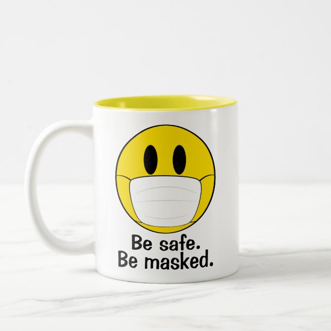 Tasse 2 Couleurs Emoji au masque illustré (Gauche)