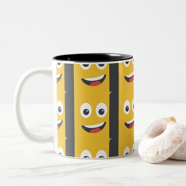 Tasse 2 Couleurs émoticône jaune sourire (Avec donut)