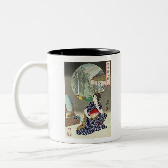 Tasse 2 Couleurs Empreinte de bois japonaise traditionnelle Geisha (Gauche)