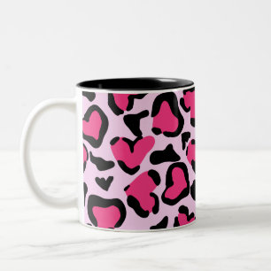Tasse 2 Couleurs Empreinte de léopard, Aquarelle dessinée à la main
