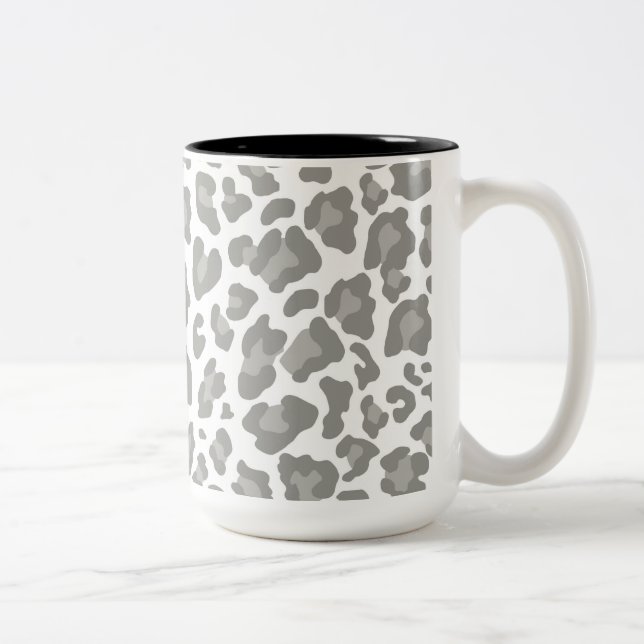 Tasse 2 Couleurs Empreinte de léopard blanc et gris (Droit)