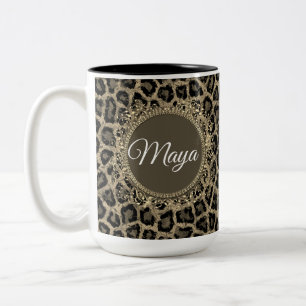 Tasse 2 Couleurs Empreinte de léopard externe personnalisé