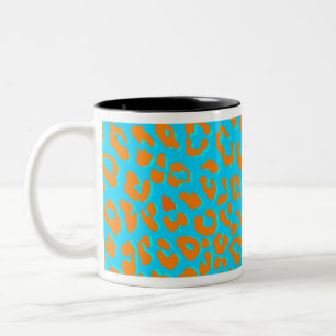 Tasse 2 Couleurs Empreinte de léopard Orange Bleu