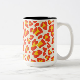 Tasse 2 Couleurs Empreinte de léopard Orange, Jaune, Blanc