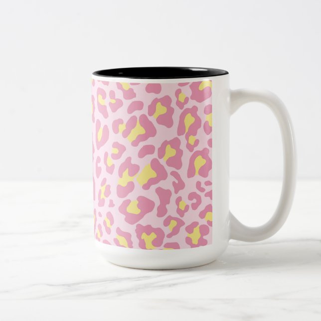 Tasse 2 Couleurs Empreinte de léopard rose et jaune (Droit)