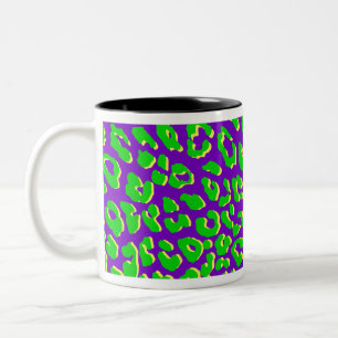 Tasse 2 Couleurs Empreinte de léopard vert violet jaune