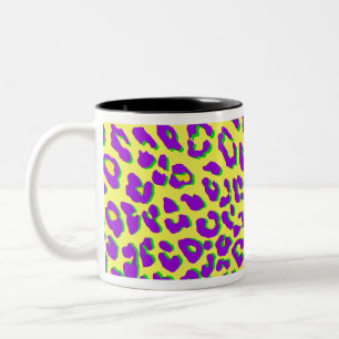 Tasse 2 Couleurs Empreinte de léopard violet jaune vert