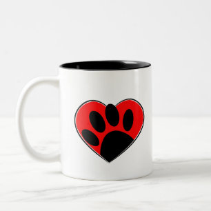 Tasse 2 Couleurs Empreinte de patte Amoureux des chiens Et Coeur Ro