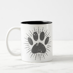 Tasse 2 Couleurs Empreinte de patte de chien au soleil en détresse