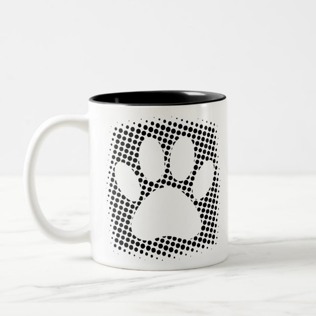 Tasse 2 Couleurs Empreinte de patte de chien avec Arrière - plan de (Gauche)