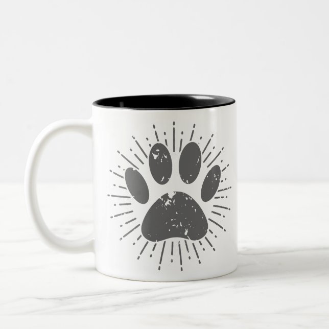 Tasse 2 Couleurs Empreinte de patte de chien de rayon de soleil en  (Gauche)