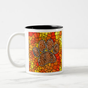 Tasse 2 Couleurs Empreinte de patte de chien en mosaïque