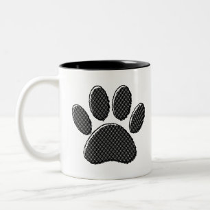 Tasse 2 Couleurs Empreinte de patte de chiot rayé noir et blanc