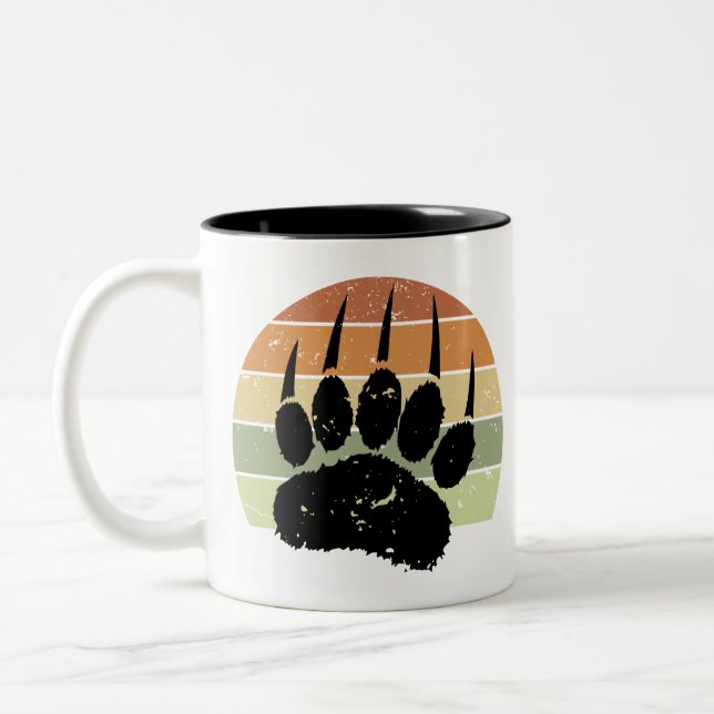 Tasse 2 Couleurs Empreinte de patte d'ours noir détendu Retro Sunse (Gauche)