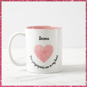 Tasse 2 Couleurs Empreinte digitale du coeur romantique