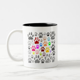 Tasse 2 Couleurs Empreintes de pattes de chien en colère colorés su