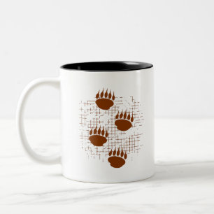 Tasse 2 Couleurs Empreintes de pattes De Cub Ours Sur Arrière - pla