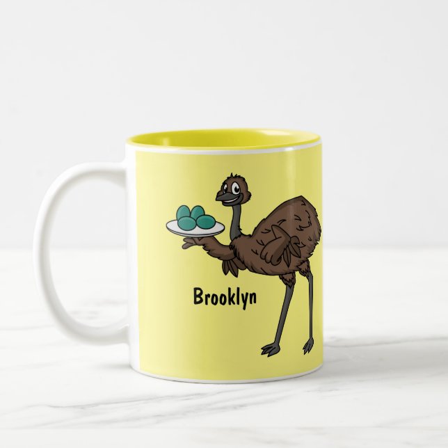 Tasse 2 Couleurs Emu avec dessin animé d'oeufs (Gauche)
