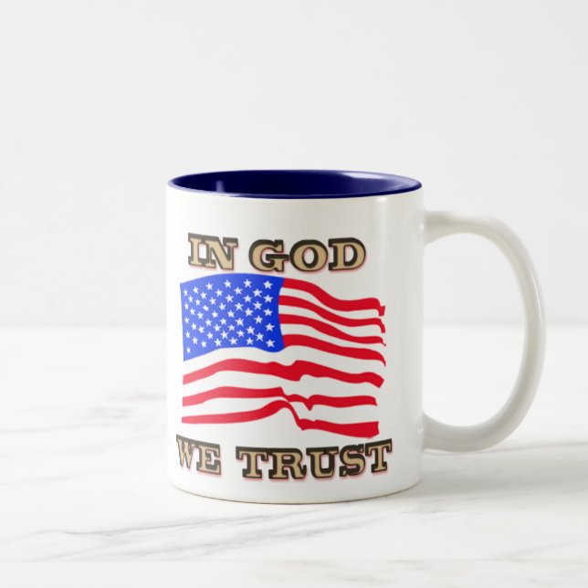Tasse 2 Couleurs En Dieu, nous faisons confiance à American Flag Mu (Droit)