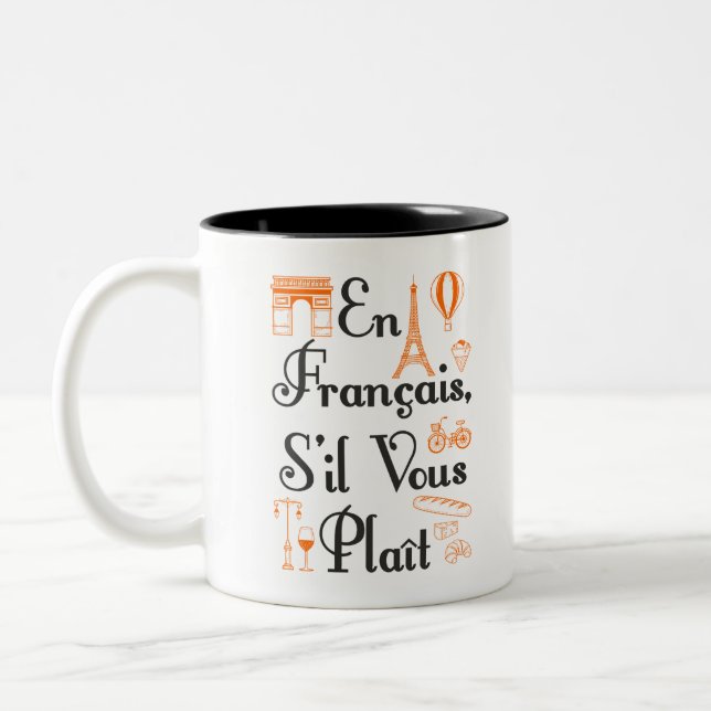 Tasse 2 Couleurs En Francais S'il vous plait Enseignant Français (Gauche)