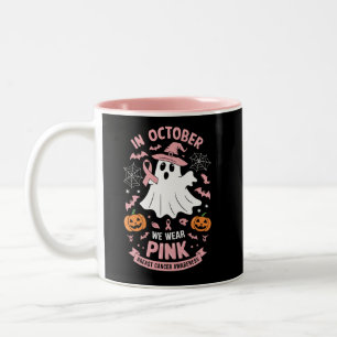 Tasse 2 Couleurs En Octobre Nous Portons Rose Sorcière Fantôme Canc