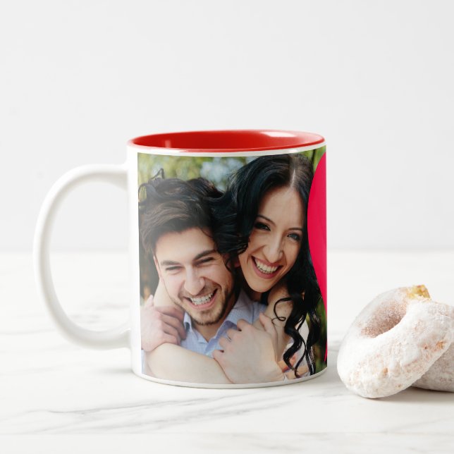 Tasse 2 Couleurs en photo de coutume d'amour (Avec donut)