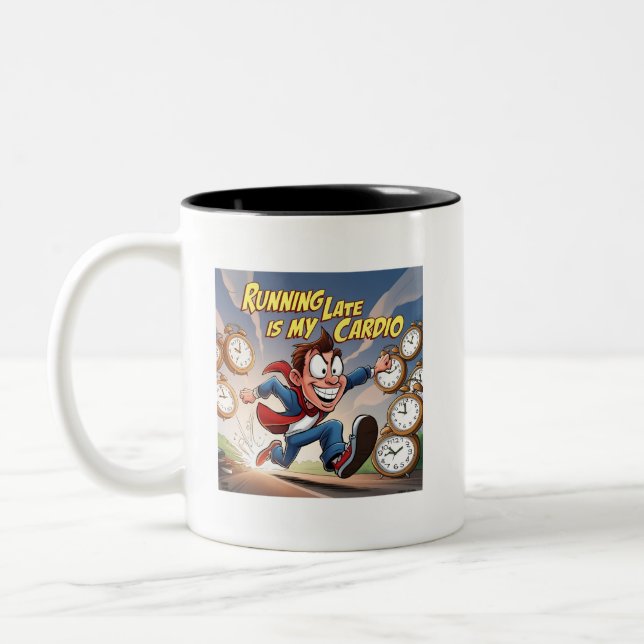 Tasse 2 Couleurs En retard, c'est mon Cardio (Gauche)