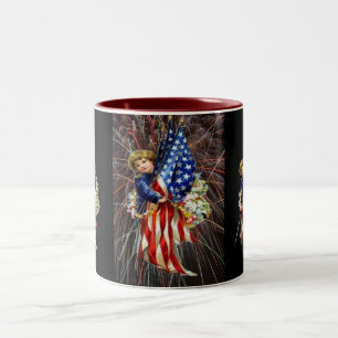Tasse 2 Couleurs Enfant patriotique vintage et feux d'artifice
