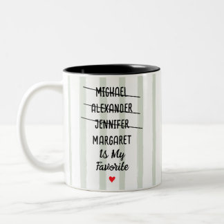 Tasse 2 Couleurs Enfant préféré drôle avec 4 noms personnalisés