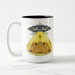 Tasse 2 Couleurs Enlèvement d'Aliens Pyramides égyptiennes OVNI anc