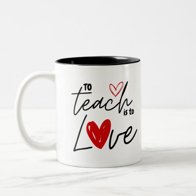 Tasse 2 Couleurs Enseignant aime 100ème école enseignement personna (Gauche)
