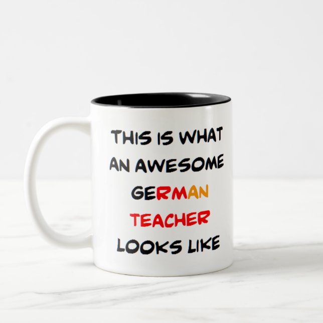 Tasse 2 Couleurs enseignant allemand génial (Gauche)