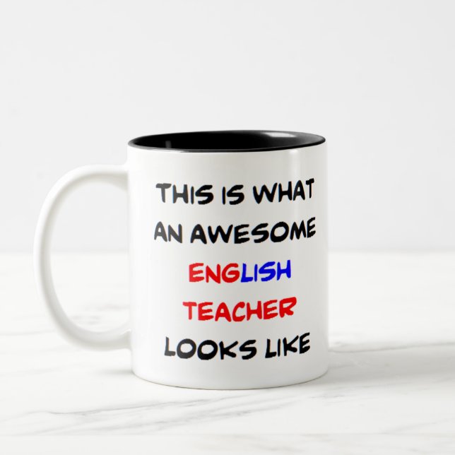 Tasse 2 Couleurs enseignant d'anglais génial (Gauche)